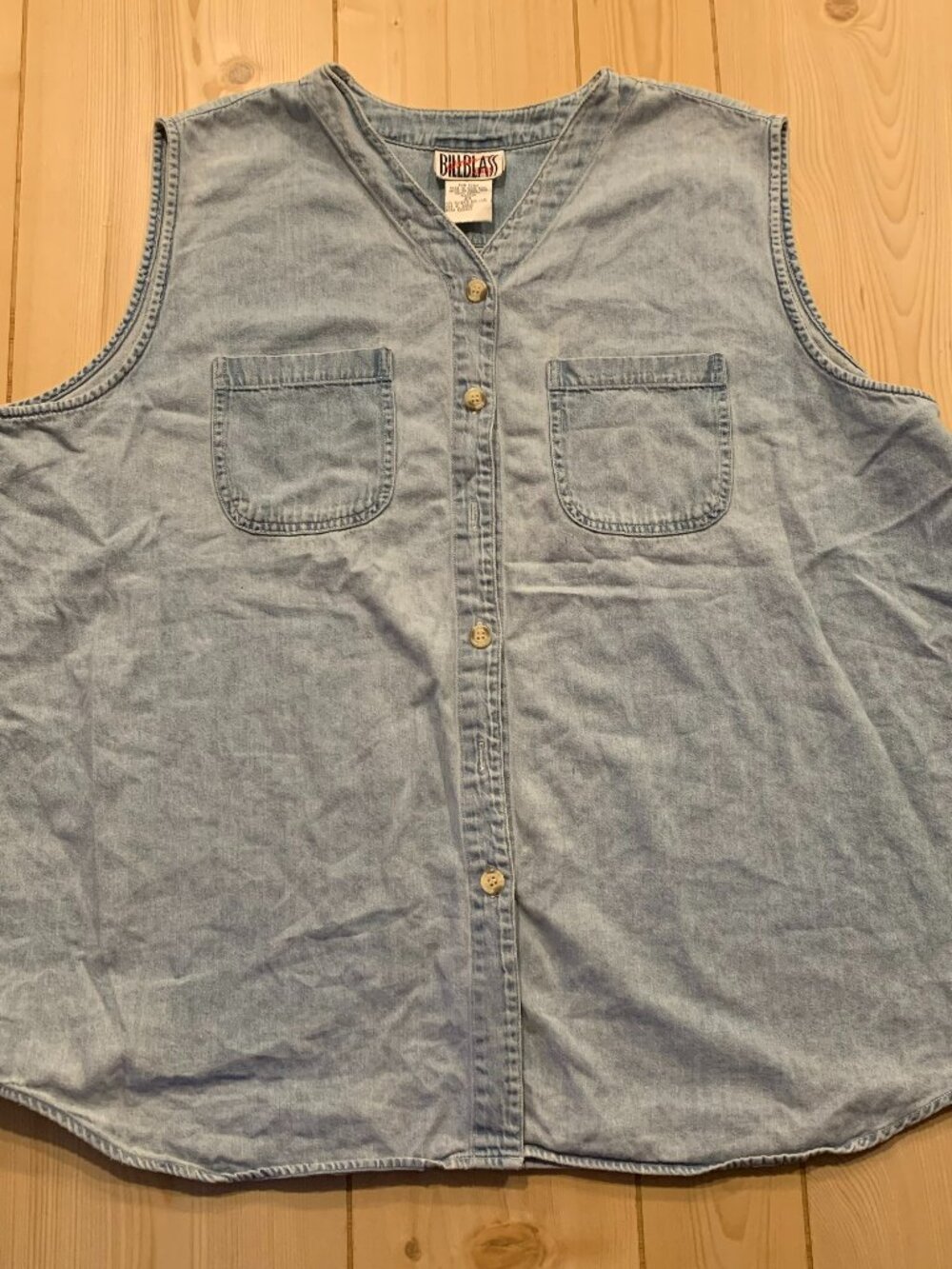 Vintage 90s Bill Blass Woman Jeans Retro Button-Down Denim Jean Vest Size 2X